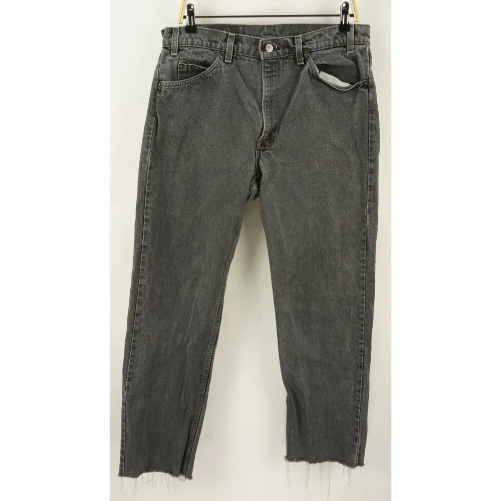 Vintage 1980s Levis USA 40505-0259 Mens 34 x 29 Gray Orange Tab Distressed Jeans